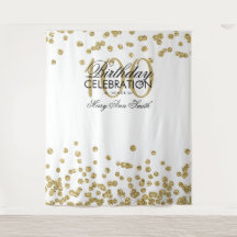 Fundo de 100º Aniversário Dourado Branco Confete