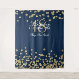 Tapete De Parede Fundo de 18º Aniversário Dourado Azul Confetes