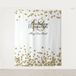 Tapete De Parede Fundo de 18º Aniversário Dourado Branco Confetes