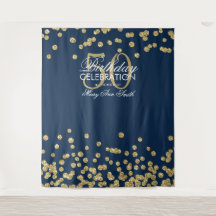 Fundo de 50º Aniversário Dourado Azul Marinho Conf