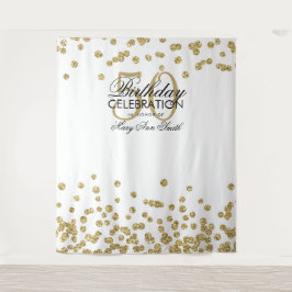 Tapete De Parede Fundo de 50º Aniversário Dourado Branco Confetes