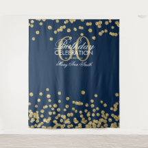 Fundo de 60º Aniversário Dourado Azul Marinho Conf