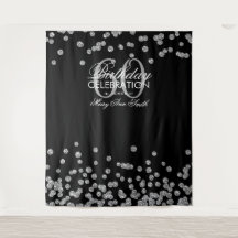 Fundo de 60º Aniversário Prata Preto Confetes