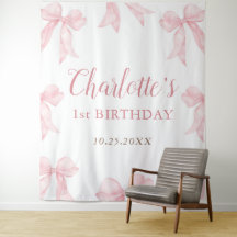 Fundo de Aniversário Coquette com Laço Rosa