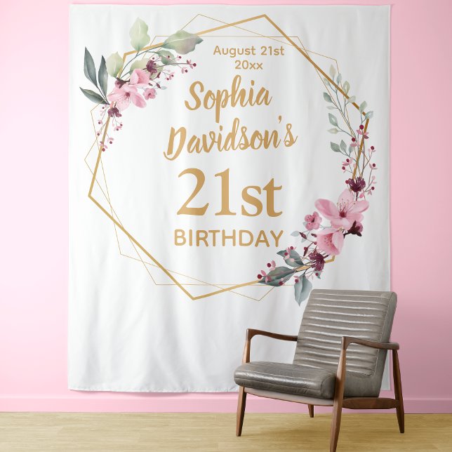 Tapete De Parede Fundo de aniversário de 21 anos de Cherry Blossom (Cherry Blossom 21st Birthday Backdrop - Where Elegance Meets Celebration 🌸🎉)