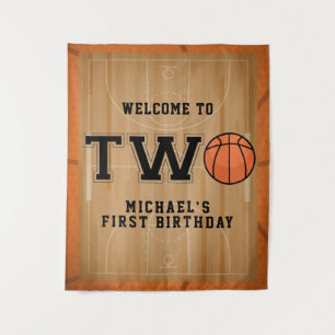 Tapete De Parede Fundo de Aniversário de 2 Anos de Basquete