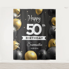 Tapete De Parede Fundo de aniversário de 50 anos com balões pretos 