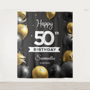 Tapete De Parede Fundo de aniversário de 50 anos com balões pretos
