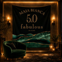 Fundo de Aniversário de 50 Anos Elegante Esmeralda