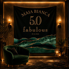 Tapete De Parede Fundo de Aniversário de 50 Anos Elegante Esmeralda
