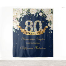 Fundo de aniversário de 80 anos com verde e floral