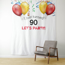 Fundo de aniversário de 90 anos, adereço para foto