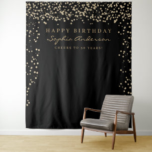 Tapete De Parede Fundo de Aniversário Glam Gold Confetti Qualquer I