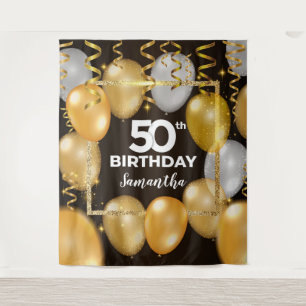Tapete De Parede Fundo de aniversário lindo dourado e preto