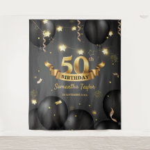 Fundo de aniversário preto dourado elegante modern