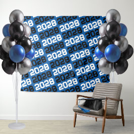 Tapete De Parede Fundo de Ano de Turma de Graduação Azul e Preto