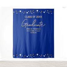 Fundo de Ano Personalizado Royal Blue Gold graduaç
