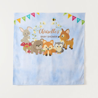 Tapete De Parede Fundo de Banner de Chuveiro de Bebê com Animais da