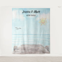 Fundo de cabine de fotos para casamento na praia