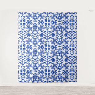 Tapete De Parede Fundo de Casamento Branco e Azul Italiano