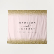 Fundo de casamento com brilho rosa e dourado