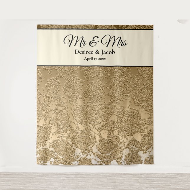 Tapete De Parede Fundo de casamento de cabine de fotos moderno dour (Frente)