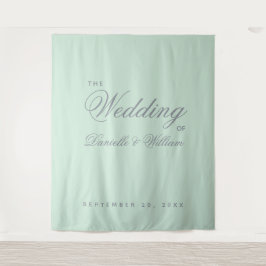 Tapete De Parede Fundo de casamento de caligrafia simples em verde 