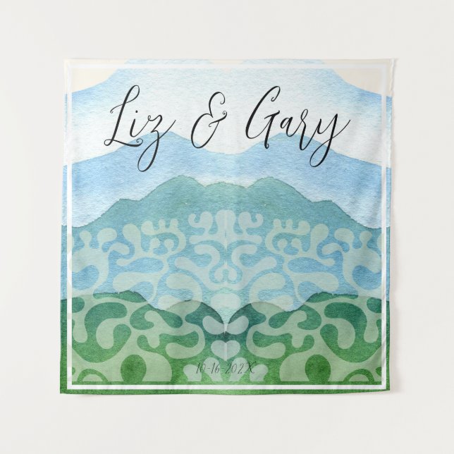 Tapete De Parede Fundo de Casamento de CHURRASCO de Colinas de Aqua (Frente)