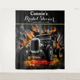 Tapete De Parede Fundo de casamento de festa de Hot Rod em chamas