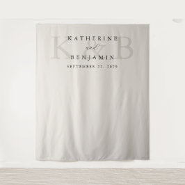 Tapete De Parede Fundo de Casamento do Monograma e Negro Moderno