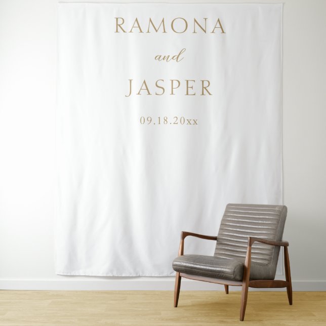 Tapete De Parede Fundo de casamento moderno dourado simples (In Situ)