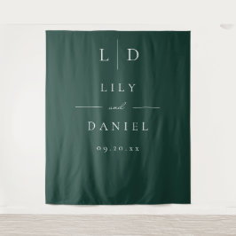 Tapete De Parede Fundo de casamento monograma minimalista verde esm