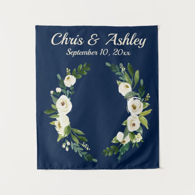 Tapete De Parede Fundo de Casamento Verde de Marinho Personalizado  (Frente)