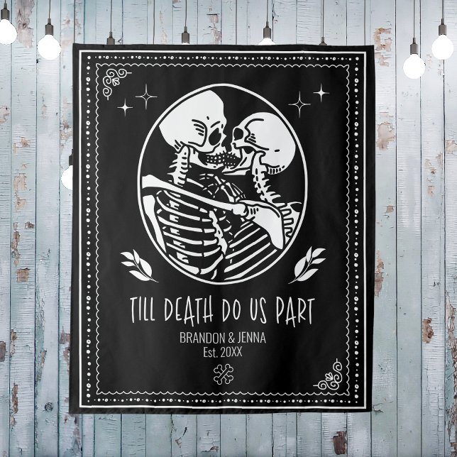 Tapete De Parede Fundo de Cena Casamento Até que a Morte nos Separe (Till Death Do Us Part Backdrop Wedding Skeleton
)
