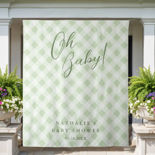 Tapete De Parede Fundo de Cena Elegante Verde Sage Xadrez para Chá