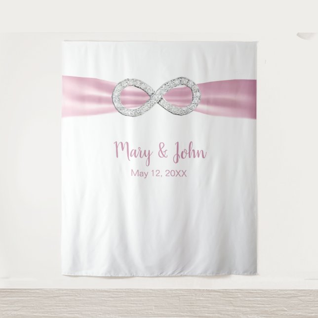 Tapete De Parede Fundo de Cena para Casamento em Diamante com Fita  (Frente)