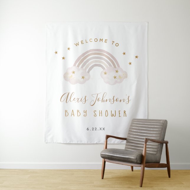 Tapete De Parede Fundo de Cena para Chá de Bebê Boho Arco-íris (In Situ)