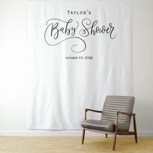 Tapete De Parede Fundo de Cena para Chá de Bebê Preto e Branco (In Situ)