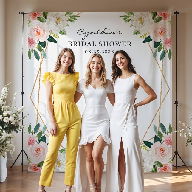 Tapete De Parede Fundo de Cena Rosa Bege Floral Geométrico para Chá (Criador carregado)