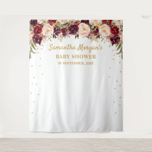 Tapete De Parede Fundo de chá de bebê floral blush burgundy marsala