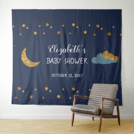 Tapete De Parede Fundo de Chão de Babyshower Azul Marinho e Estrela