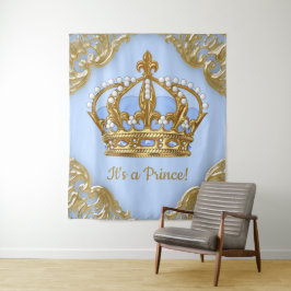 Tapete De Parede Fundo de Chuveiro de Bebê Príncipe Baby Blue Gold