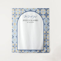 Fundo de Compromisso com Azulejo Azul Mediterrâneo