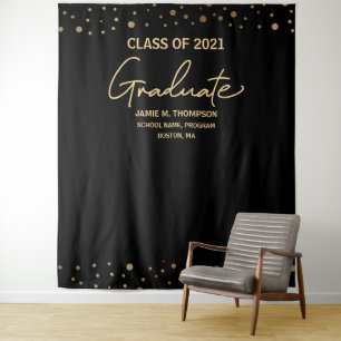 Tapete De Parede Fundo de confete dourado da turma de 2021 formatur