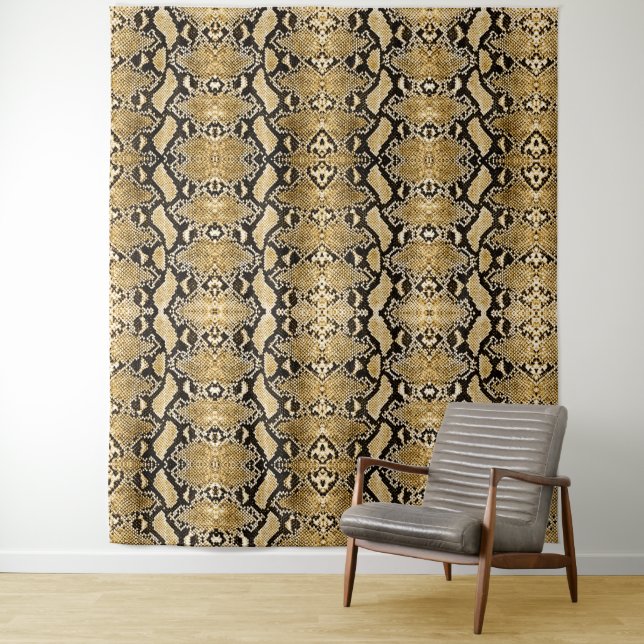 Tapete De Parede Fundo de Couro de Cobra Python Dourada (In Situ)