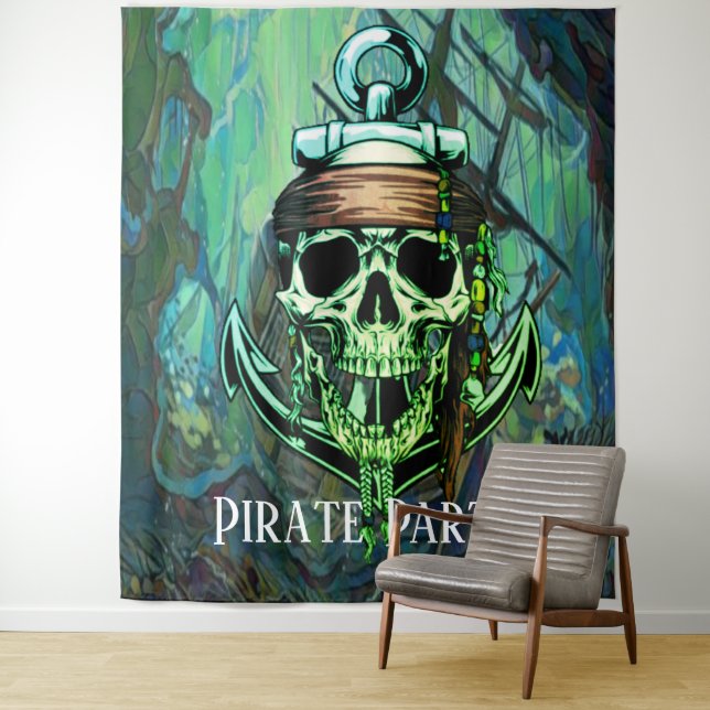 Tapete De Parede Fundo de Crânio de Navio da Festa Pirata  (In Situ)