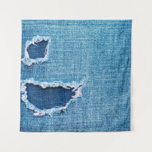 Tapete De Parede Fundo de denim texturizado. Furo no tecido