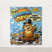 Fundo de Dia da Marmota em Estilo de Quadrinhos Di