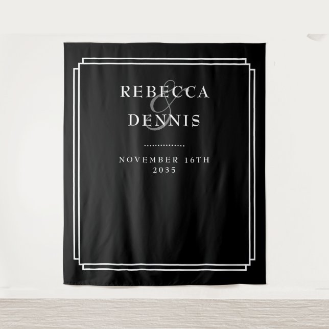 Tapete De Parede Fundo de estúdio de casamento preto e branco deco (Frente)