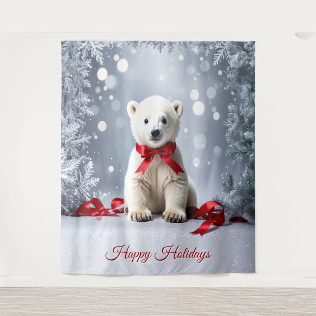 Tapete De Parede Fundo de Férias de Urso Polar (Frente)